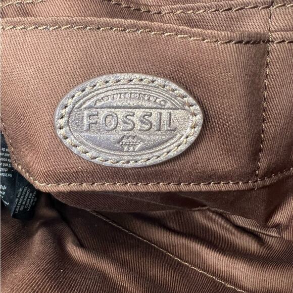Fossil Erin bag crossbody cow hide rose gold leather zip top purse - Picture 14 of 16